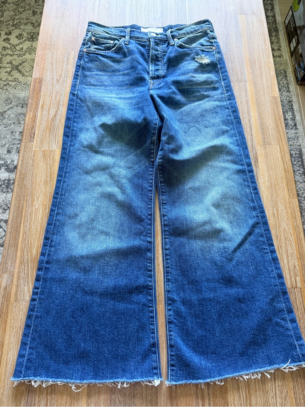 MOTHER Wide-Leg High-Rise Jeans in Dark Blue Denim